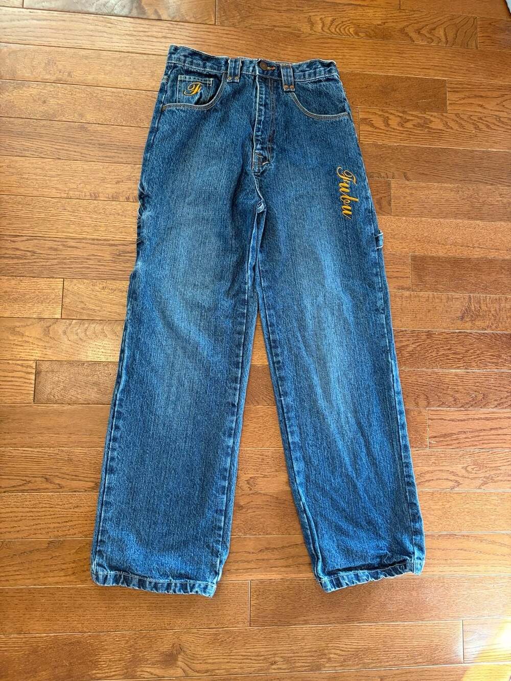 Vintage Y2K FUBU Girls 16 Baggy Cargo Jeans Women’s 00 0 Wide Leg